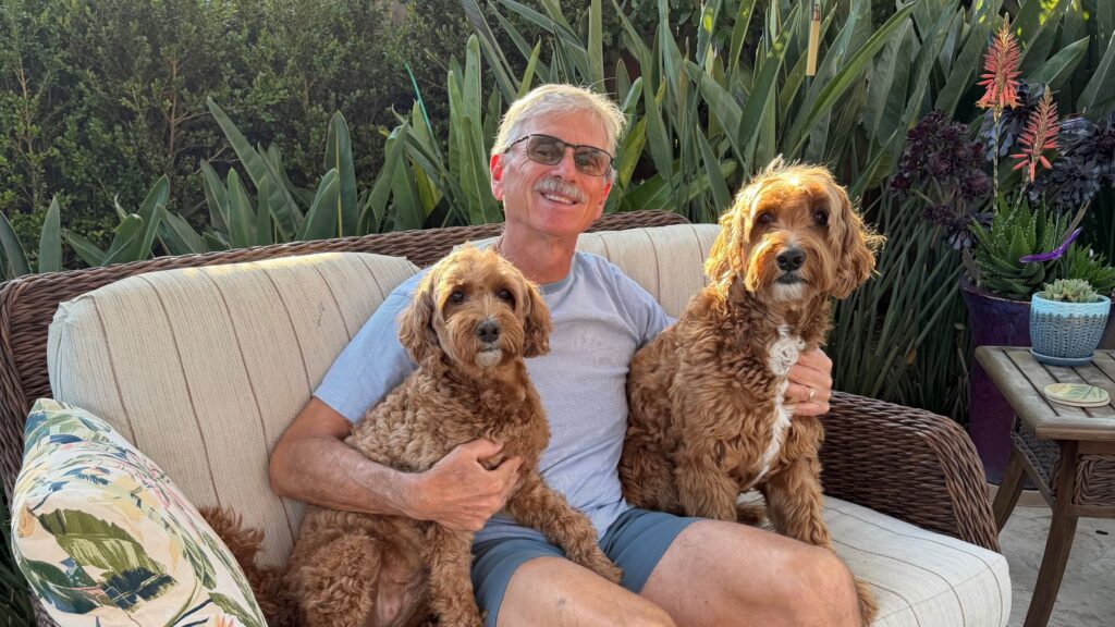Pet Parent Dog Dad with Two Labradoodles